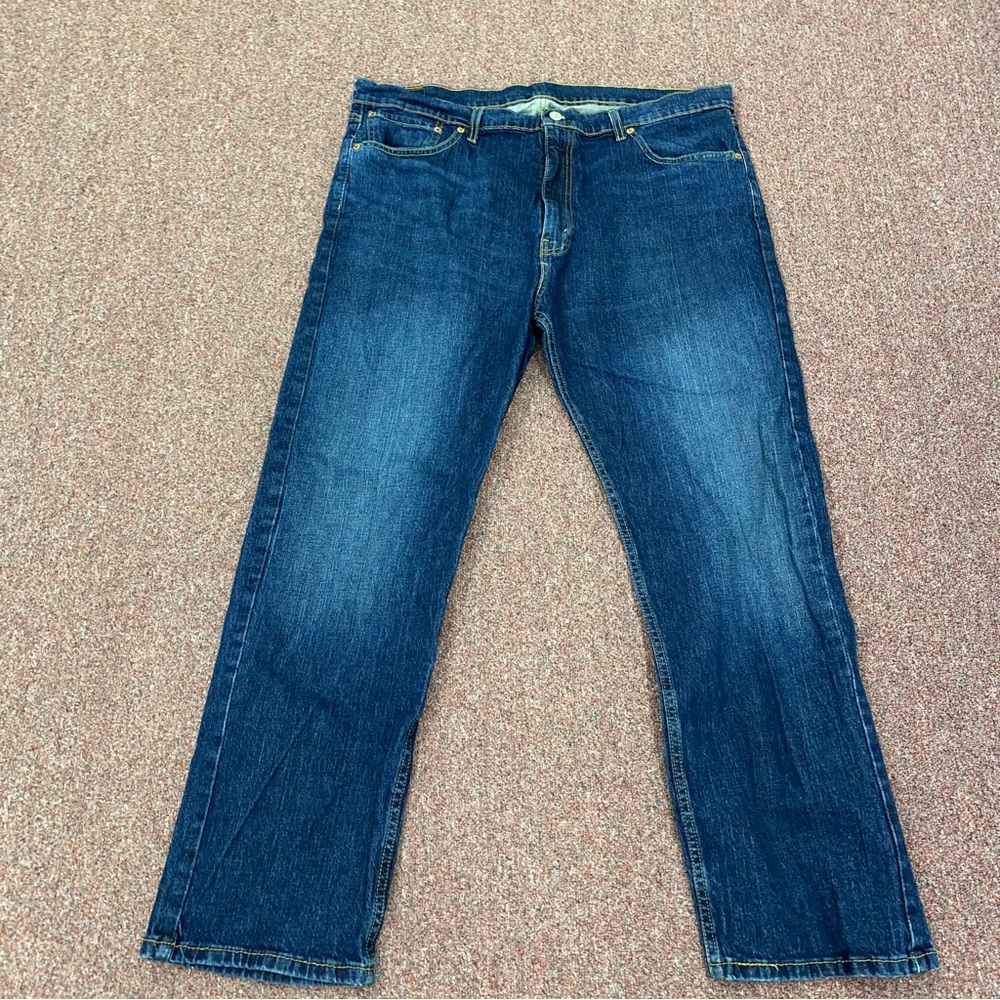Levis 505 Men 40 x 30 Regular Fit Blue Jeans Dark Wash Denim Cotton